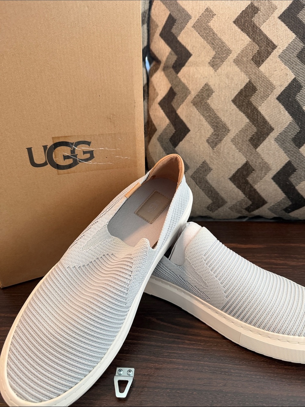UGG Women’s Slip-On Knit Sneakers — Light Gray with White Sole